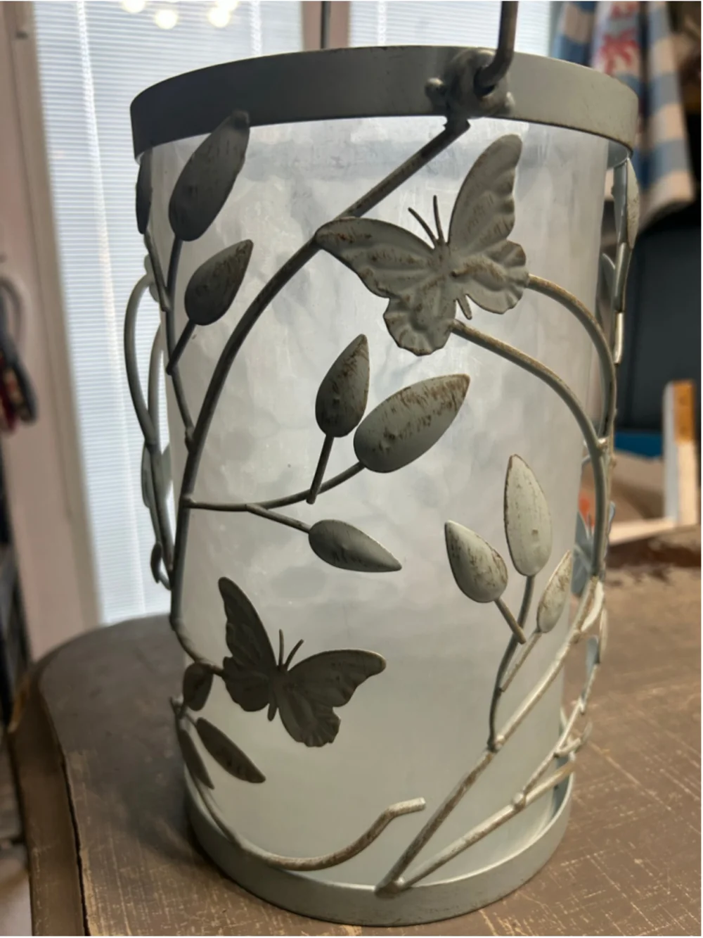 Unbranded Decorative Butterfly Lantern One Size Grey and White